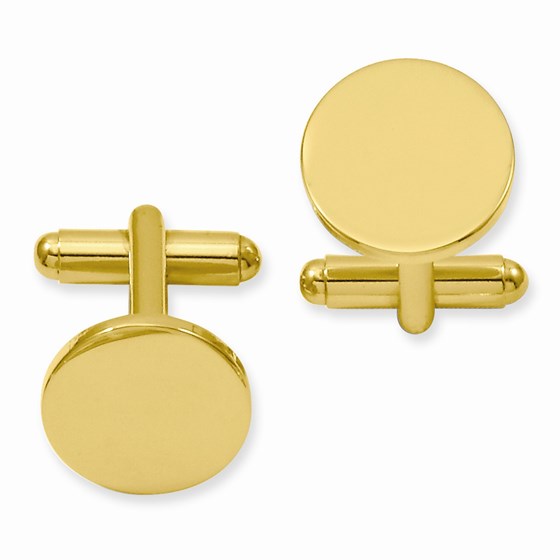 Gold Plated Round Polished Cuff Links Gold Plated Round Polished Cuff Links